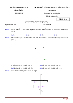 Đề Thi Thử TN THPT Môn Toán Năm 2021 Trường Chuyên Lê Quý Đôn Lần 3 Bám Sát Đề Minh Họa Có Đáp Án Và Lời Giải