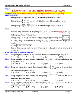 Chủ đề phương trình đường thẳng trong mặt phẳng Toán 10 KNTTVCS