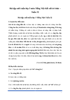 Bài tập cuối tuần lớp 3 môn Tiếng Việt Kết nối tri thức - Tuần 32