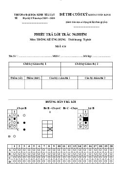 Đề thi cuối kỳ môn thống kê ứng dụng