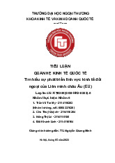 Tìm hiểu sự phát triển lĩnh vực kinh tế đối ngoại của Liên minh châu Âu (EU) | Môn Kinh tế đối ngoại - Đại học Ngoại Thương