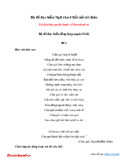 Bộ đề đọc hiểu Ngữ văn 8 Kết nối tri thức với cuộc sống