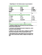 Bài Tập Tiếng Anh 11 - Unit 1: Cuộc Sống Lành Mạnh