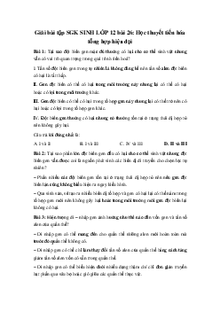 Giải bài tập SGK Sinh học lớp 12 bài 26: Học thuyết tiến hóa tổng hợp hiện đại