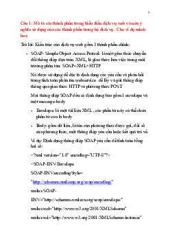 Đề cương ôn tập môn Phát triển phần mềm hướng dịch vụ (có đáp án)