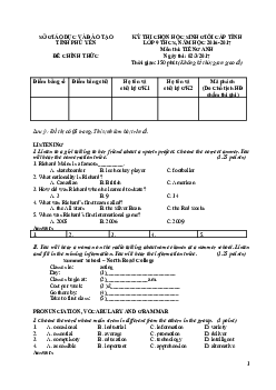 Đề thi chọn học sinh giỏi Tiếng Anh 9 tỉnh Phú Yên năm học 2016-2017 (có đáp án)