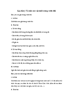 Lập dàn ý Tả một con vật nuôi trong vườn thú | Tập làm văn 4