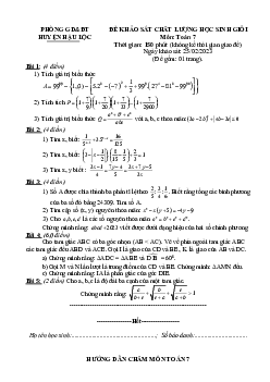 Đề học sinh giỏi Toán 7 năm 2022 – 2023 phòng GD&ĐT Hậu Lộc – Thanh Hóa