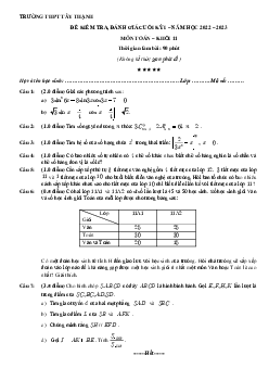 Đề cuối kỳ 1 Toán 11 năm 2022 – 2023 trường THPT Tây Thạnh – TP HCM