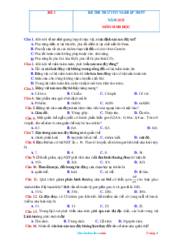 Đề thi thử TN THPT 2022 môn sinh học mã đề 3 (có đáp án và lời giải chi tiết)