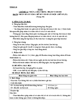 Bài 70: Nhân số có năm chữ số với số có một chữ số - Tiết 2 | Giáo án Toán 3 | Kết nối tri thức