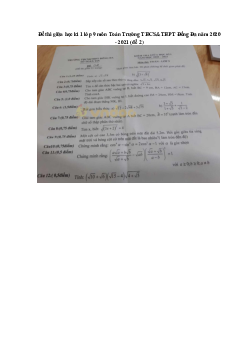 Đề thi giữa học kì 1 lớp 9 môn Toán Trường THCS&THPT Đống Đa năm 2020 - 2021 (đề 2)