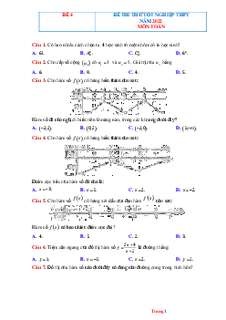 Đề ôn thi tốt nghiệp THPT 2022 môn Toán -Đề 4 (có lời giải chi tiết)