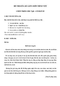 Đề ôn thi giữa kì 1 Tiếng Việt 4 Chân trời sáng tạo - Đề 2