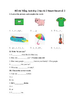 Đề thi Tiếng Anh lớp 2 học kì 2 số 2 | Smart Smart