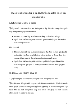 Giải GDCD 6 Bài 10: Quyền và nghĩa vụ cơ bản của công dân | Kết nối tri thức
