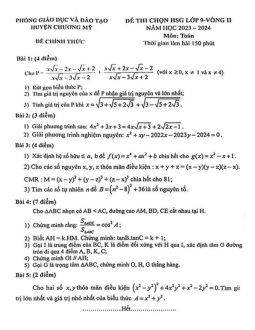 Đề HSG Toán 9 vòng 2 năm 2023 – 2024 phòng GD&ĐT Chương Mỹ – Hà Nội