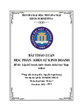 Lập kế hoạch kinh doanh khóa học Yoga | Bài thảo luận khởi sự kinh doanh