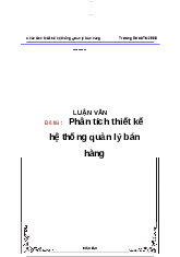 Luận văn Phân tích thiết kế hệ thống quản lý bán hàng - Nhập môn Công nghệ phần mềm | Trường Đại học Khoa học Tự nhiên, Đại học Quốc gia Thành phố Hồ Chí Minh