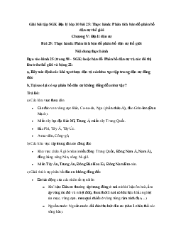 Giải bài tập SGK Địa lý lớp 10 bài 25: Thực hành: Phân tích bản đồ phân bố dân cư thế giới