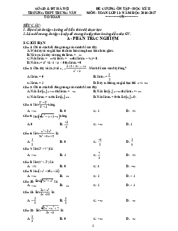 Đề cương ôn thi học kỳ 2 Toán 11 trường THPT Trung Văn – Hà Nội