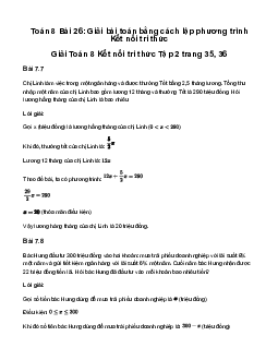 Giải Toán 8 Bài 26: Giải bài toán bằng cách lập phương trình | Kết nối tri thức