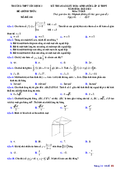 Đề học sinh giỏi Toán 12 năm 2022 – 2023 trường THPT Yên Định 1 – Thanh Hóa
