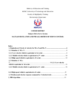 Bài báo cáo môn Hệ thống truyền động Servo đề tài "Matlab Simulation and PID Algorithm Servo Control"