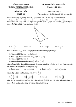 Đề thi thử TN THPT 2023 lần 1 môn Toán trường THPT Trần Hưng Đạo – Nam Định