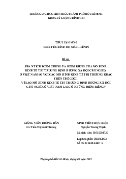Tiểu luận "Phân tích điểm chung và điểm riêng của mô hình kinh tế thị trường định hướng xã hội chủ nghĩa"