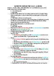 Đề cương ôn tập giữa kì học phần Kinh tế chính trị | Đại Học Hà Nội