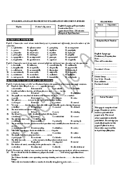 English language proficiency examination speciment