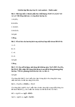 Giải bài tập trang 143 SGK Hóa học lớp 10: Axit sunfuric - Muối sunfat