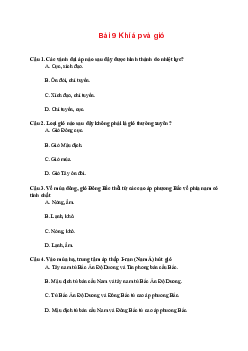 Trắc nghiệm Địa lí 10 Bài 9 Chương 4 | Chân trời sáng tạo