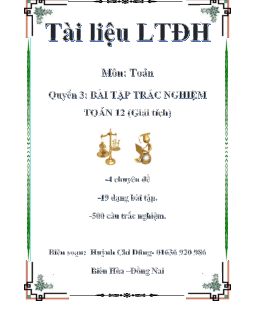 Bài tập trắc nghiệm Giải tích 12 – Huỳnh Chí Dũng