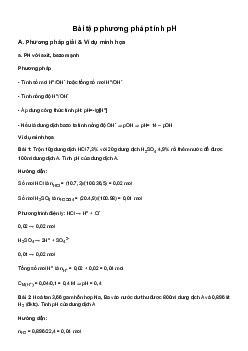 Bài tập phương pháp tính pH Hóa Học lớp 11 sách Kết Nối Tri Thức