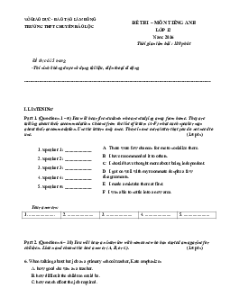 Đề thi chọn học sinh giỏi Tiếng Anh 12 cấp trường THPT Chuyên Bảo Lộc Lâm Đồng năm học 2016-2017