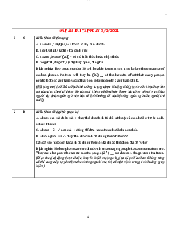 Đáp án bài tập ngày 3/2/2021 học phần Tiếng anh cơ bản