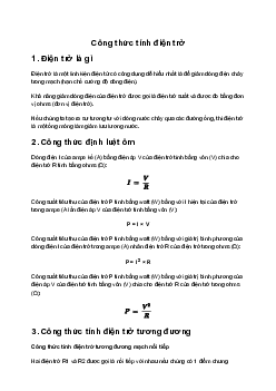 Công thức tính điện trở Vật Lí 11 sách Kết Nối Tri Thức
