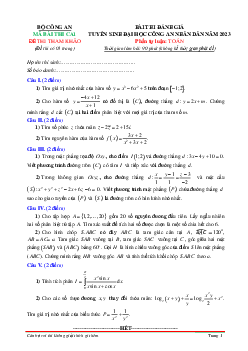 Đề tham khảo đánh giá tuyển sinh Đại học Công An Nhân Dân năm 2023 môn Toán