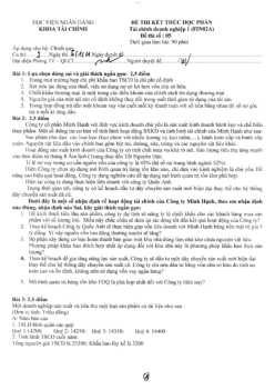 Đề thi kết thúc học phần môn Tài chính doanh nghiệp đề số 5 | Học viện Ngân Hàng