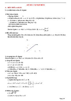 Tóm tắt lý thuyết và bài tập trắc nghiệm tập hợp điểm biểu diễn số phức Toán 12