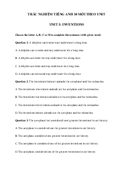 Trắc nghiệm Writing tiếng Anh lớp 10 Unit 5 Inventions | Global Success