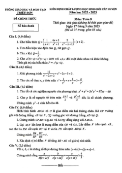 Đề kiểm định HSG Toán 8 năm 2022 – 2023 phòng GD&ĐT Triệu Sơn – Thanh Hóa