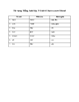 Từ vựng Tiếng Anh lớp 3 Family and Friends Unit 6 I have a new friend