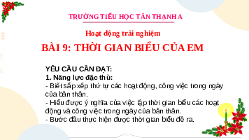 Giáo án điện tử Hoạt động trải nghiệm 3 Cánh diều: Thời gian biểu của em