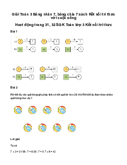 Giải Toán 3 Bài 10: Bảng nhân 7, bảng chia 7 | Kết nối tri thức