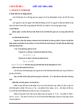 Lý thuyết và trắc nghiệm chương liên kết Hóa học lớp 10 ( có lời giải chi tiết và đáp án)