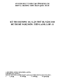 Đề thi (đề xuất) Olympic 10 tháng 3 lần thứ 3 môn Tiếng Anh năm 2019 môn Tiếng Anh 10 THPT Trần Quốc Toản