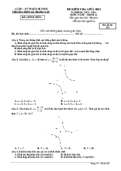 Đề giữa học kỳ 1 Toán 12 năm 2023 – 2024 trường THPT Lê Trọng Tấn – TP HCM